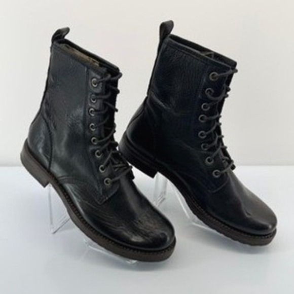 Frye Shoes - FRYE Black Leather Veronica Combat Lace Up Boots 76276 Womens Size 7B